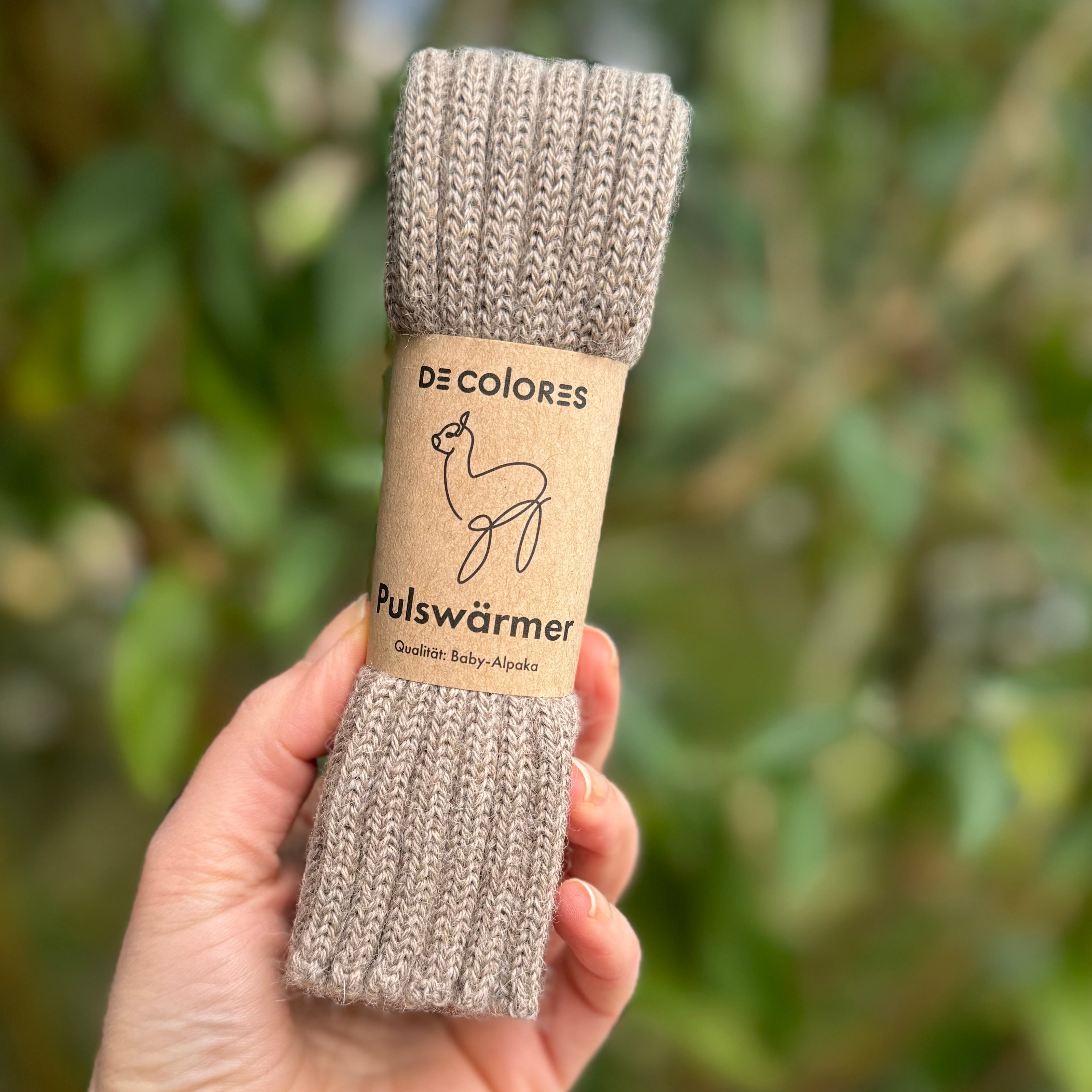 Stulpen für Kinder aus Wolle in Beige Meliert