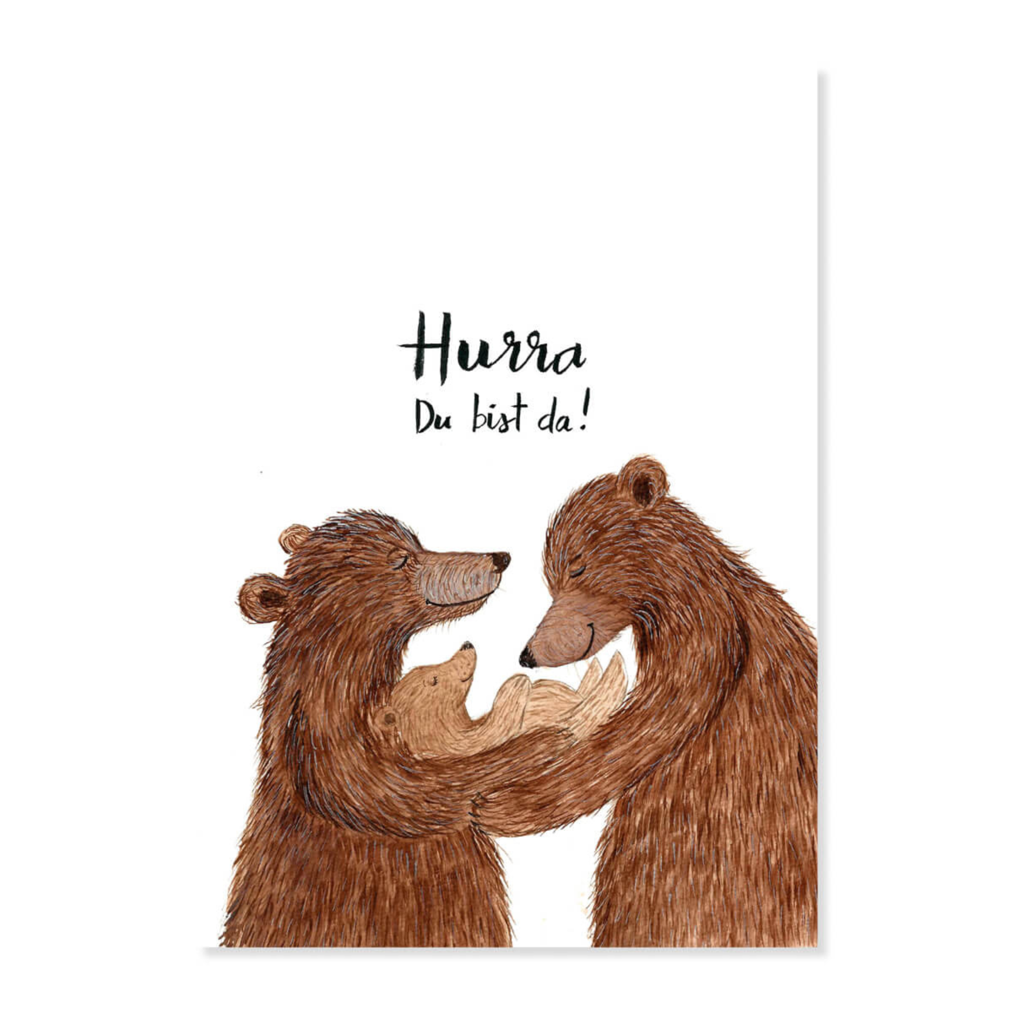 Postkarte Bärenfamilie "Hurra, du bist da!"