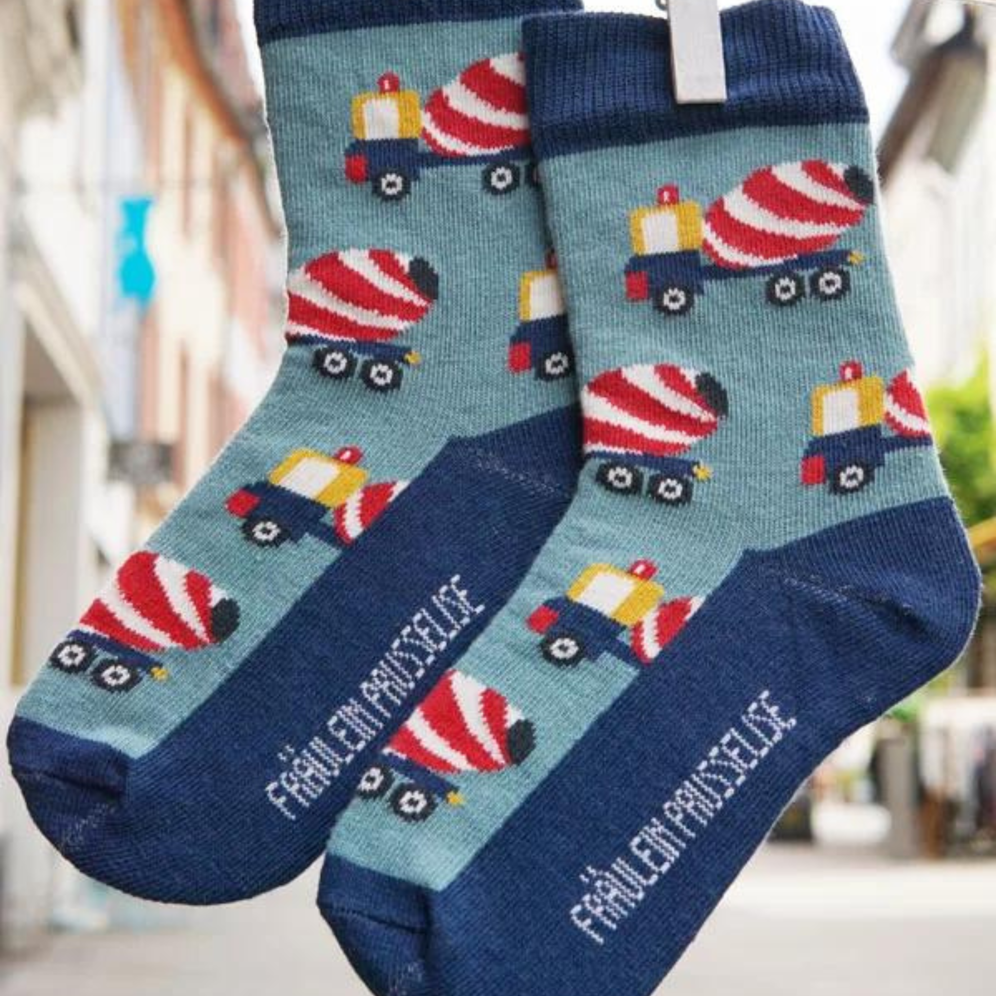 Socke mit Motiv "Betonmischer"
