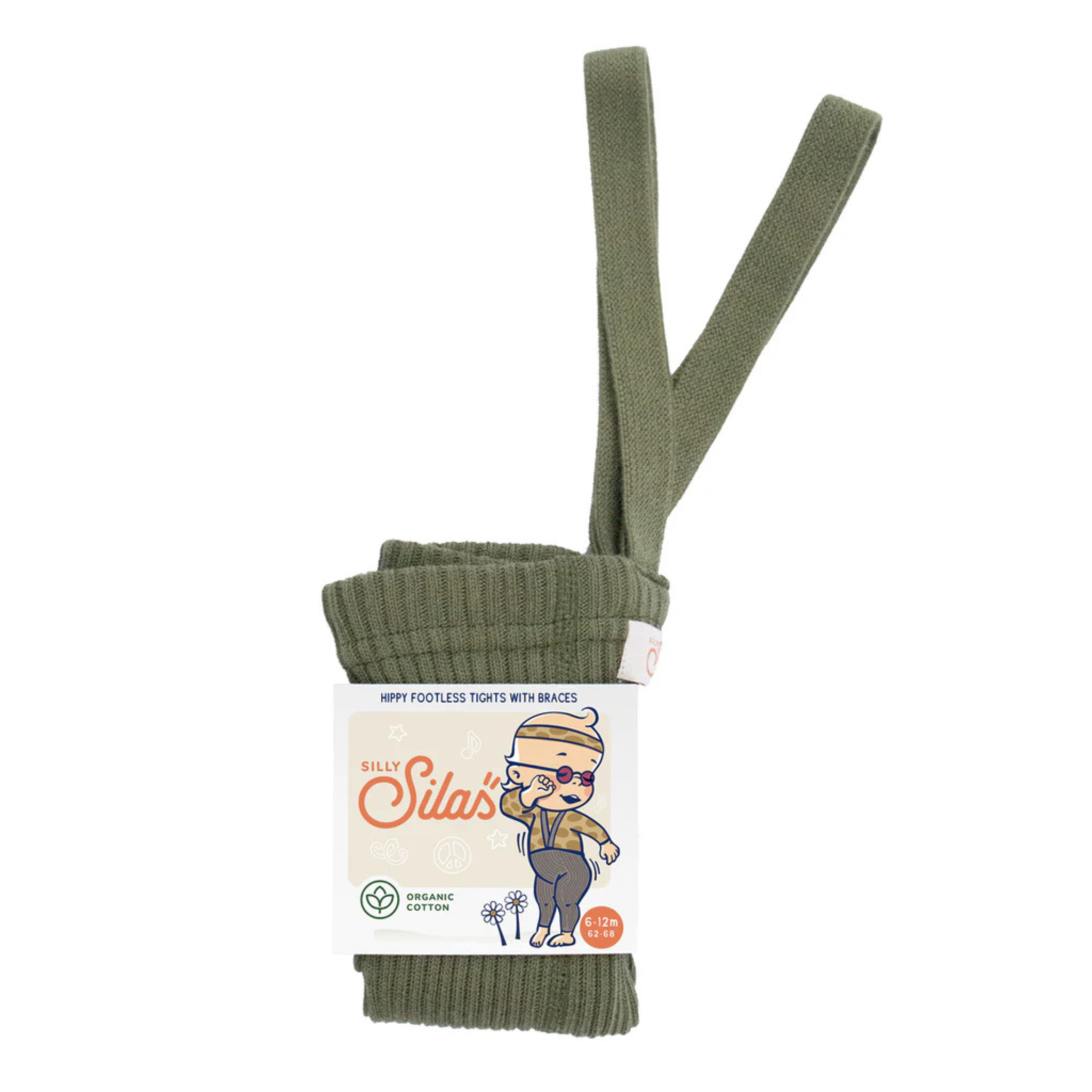 Hippy Strumpfhose mit Trägern ohne Fuß in Olive