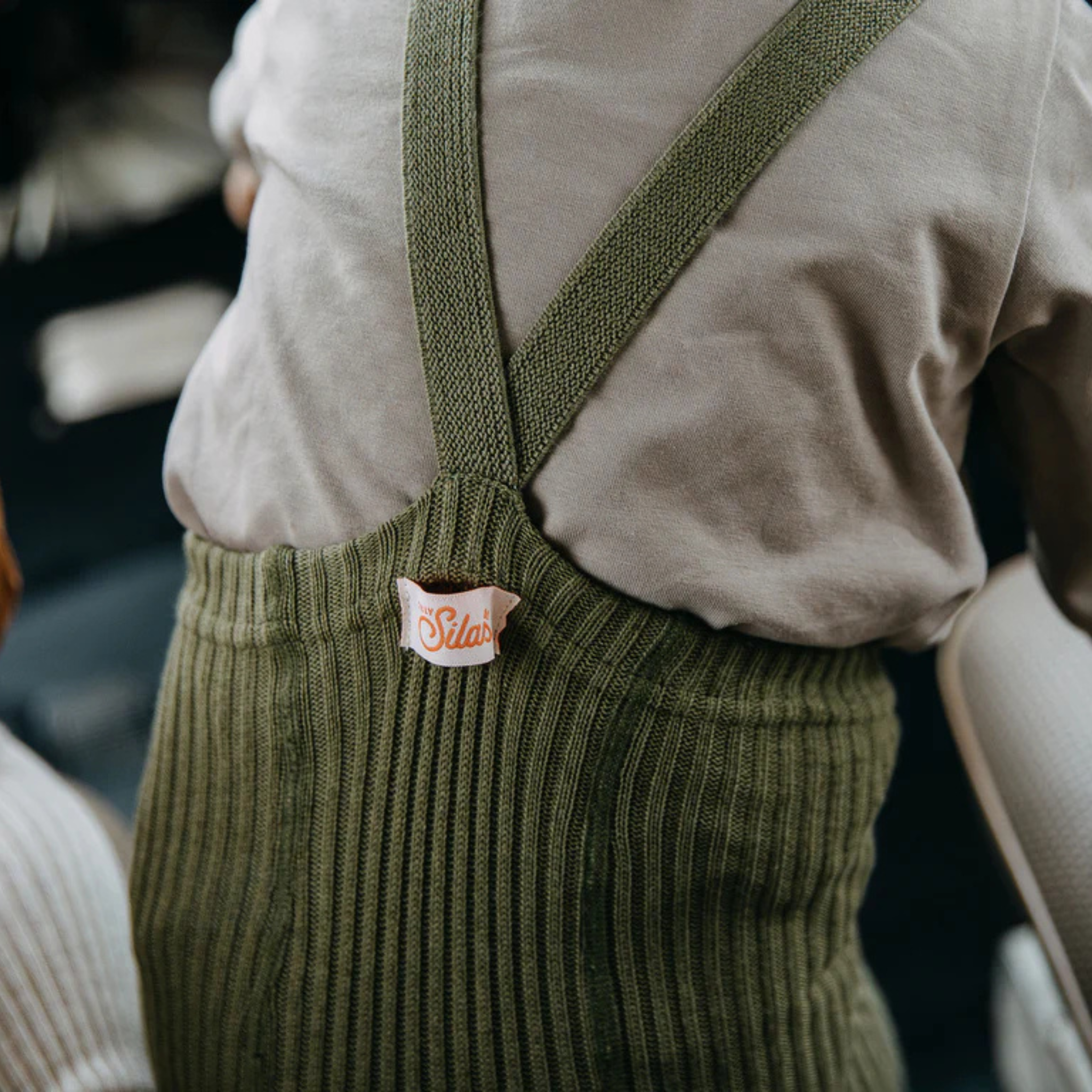 Hippy Strumpfhose mit Trägern ohne Fuß in Olive