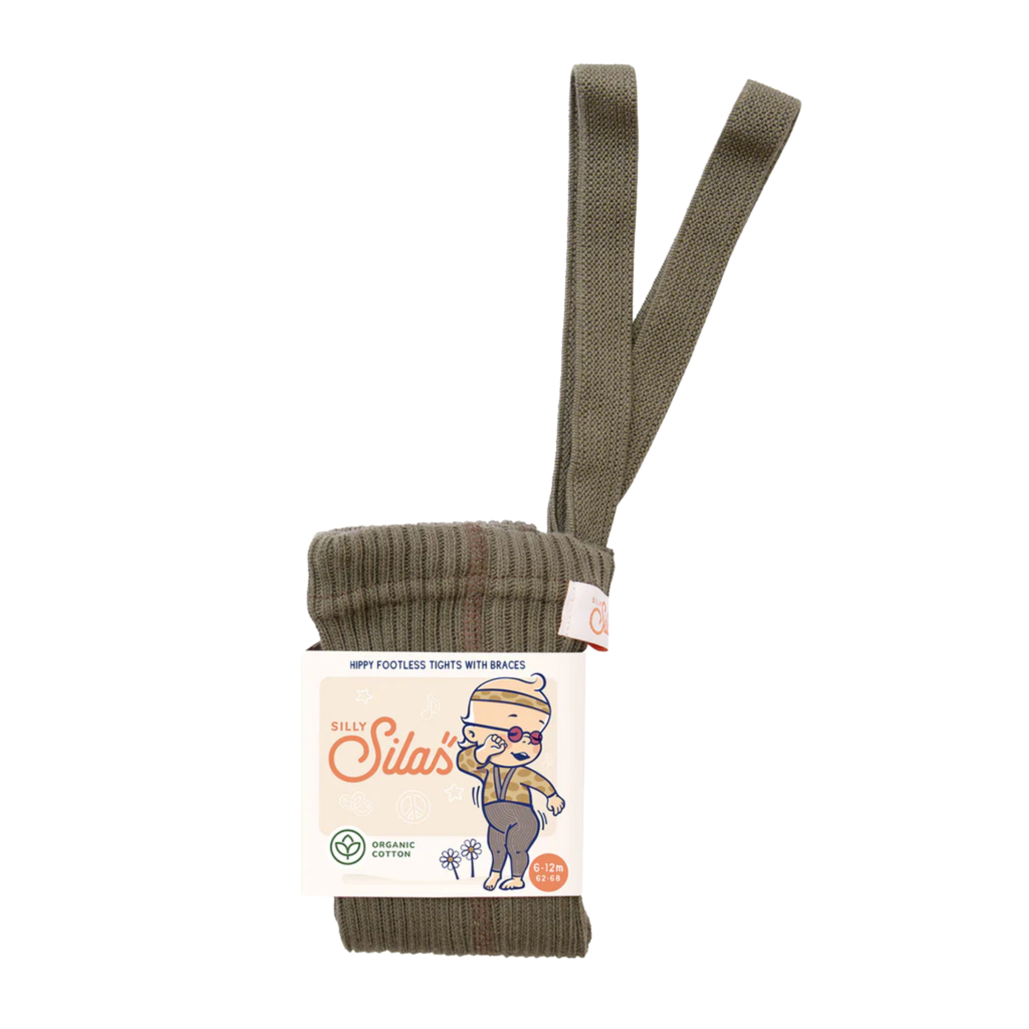 Hippy Strumpfhose mit Trägern ohne Fuß in Seaweed Brown