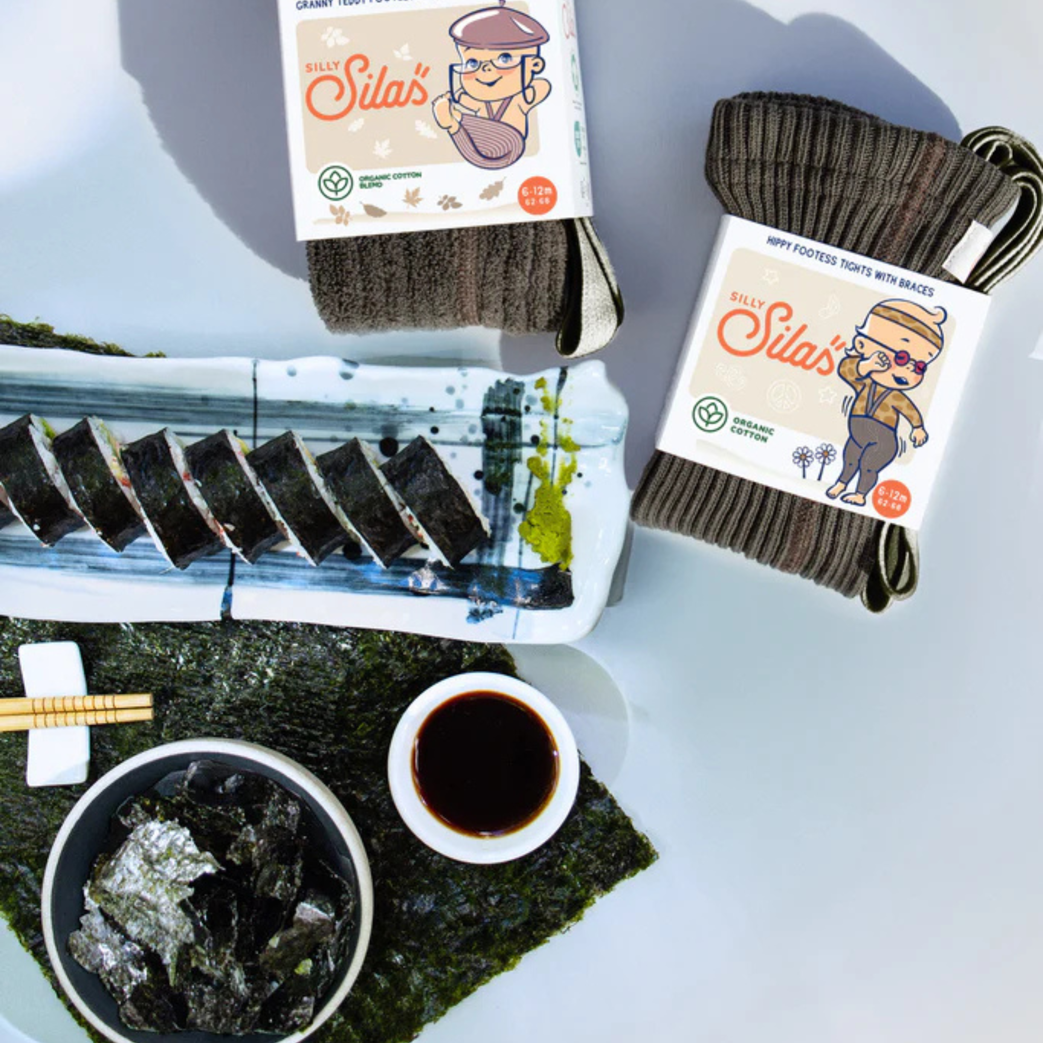 Hippy Strumpfhose mit Trägern ohne Fuß in Seaweed Brown