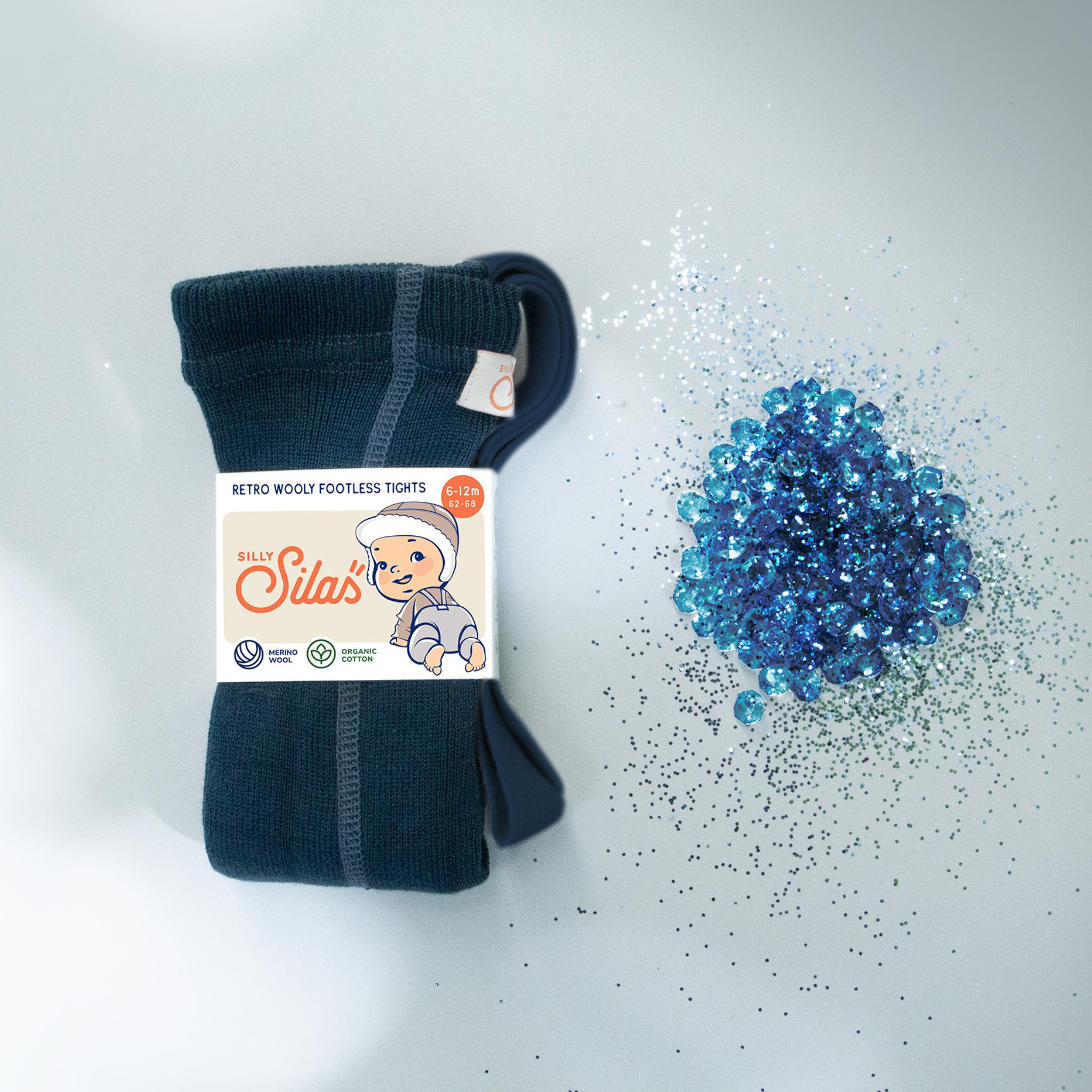 Wooly Strumpfhose mit Trägern ohne Fuß in Blue Sapphire