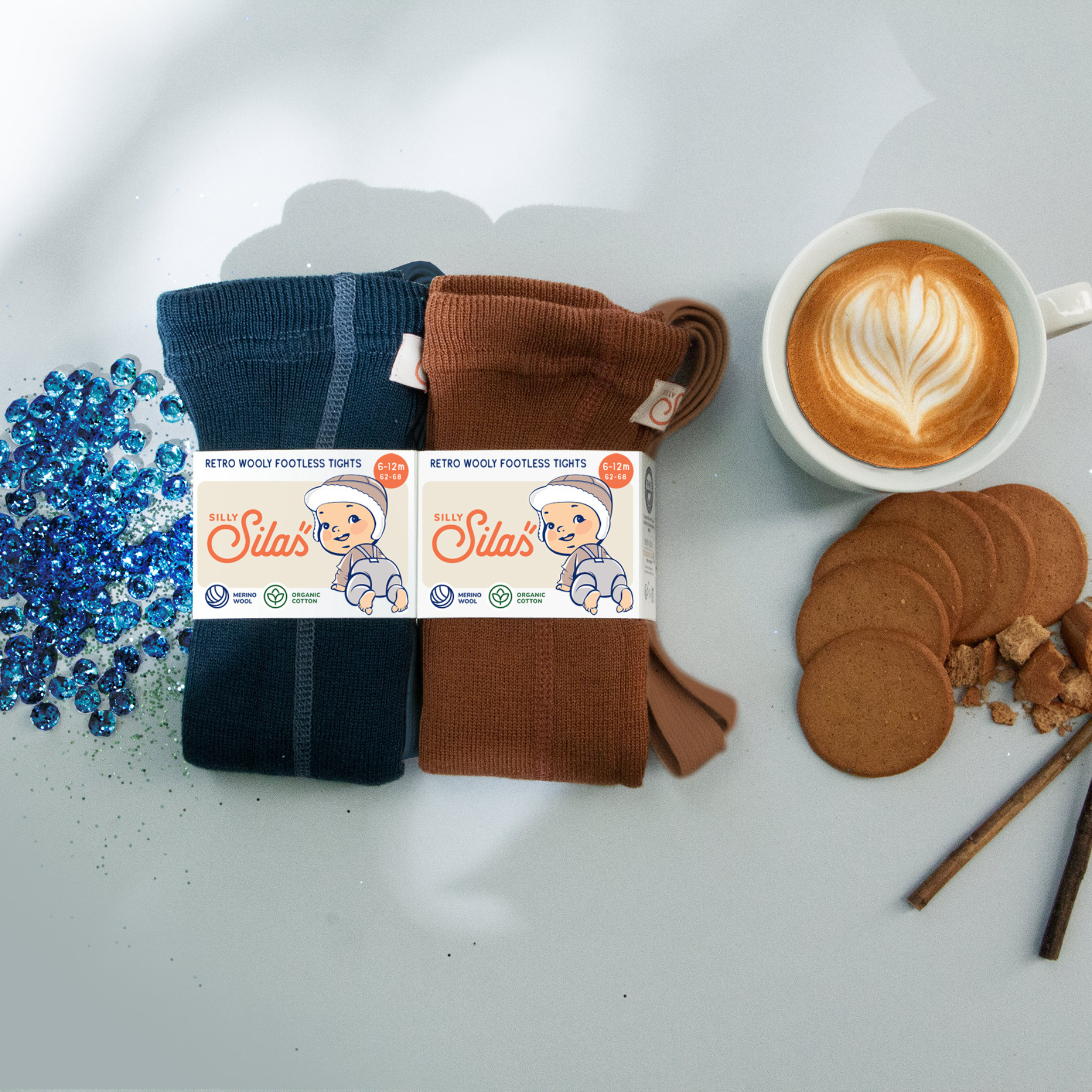 Wooly Strumpfhose mit Trägern ohne Fuß in Blue Sapphire