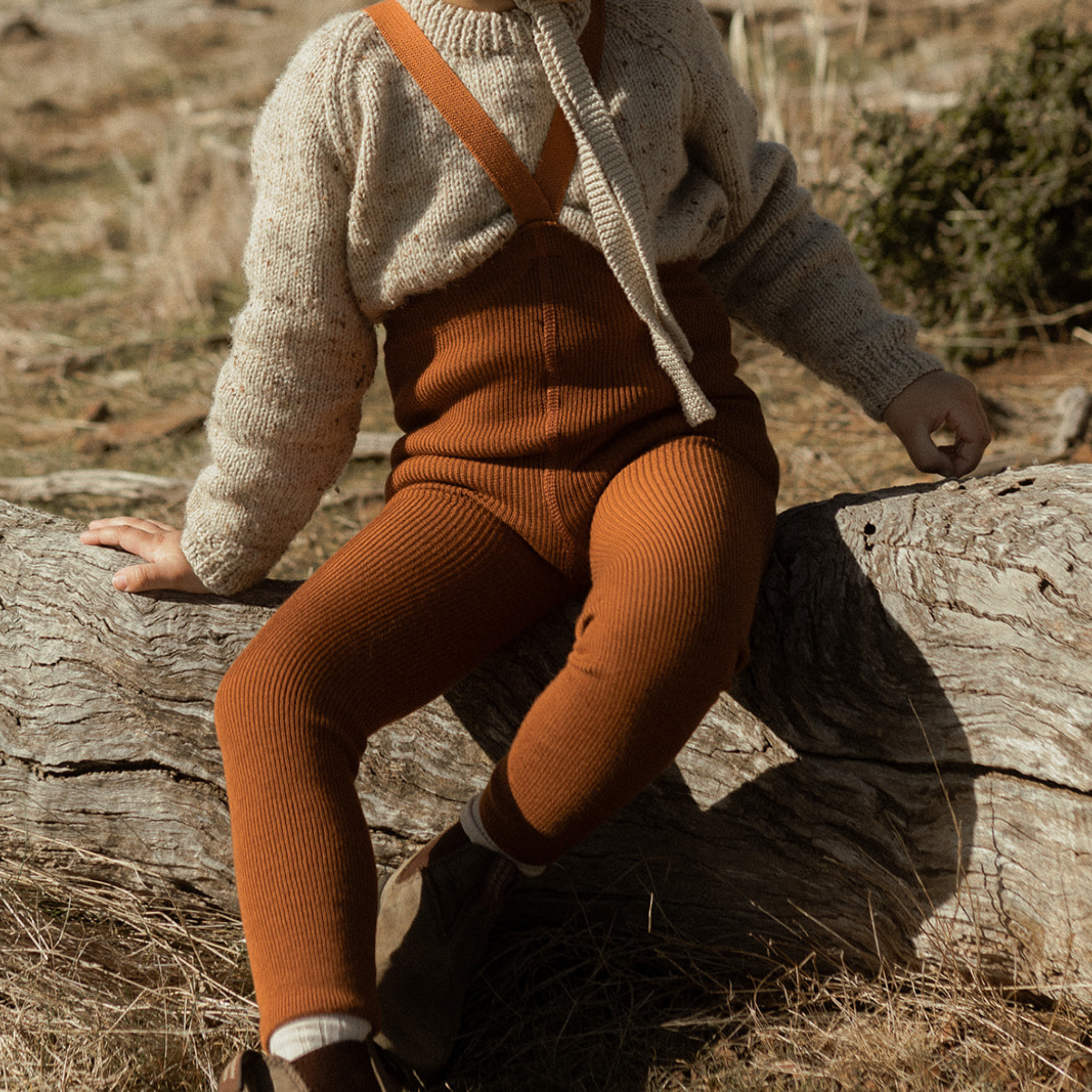 Wooly Strumpfhose mit Trägern ohne Fuß in Ginger