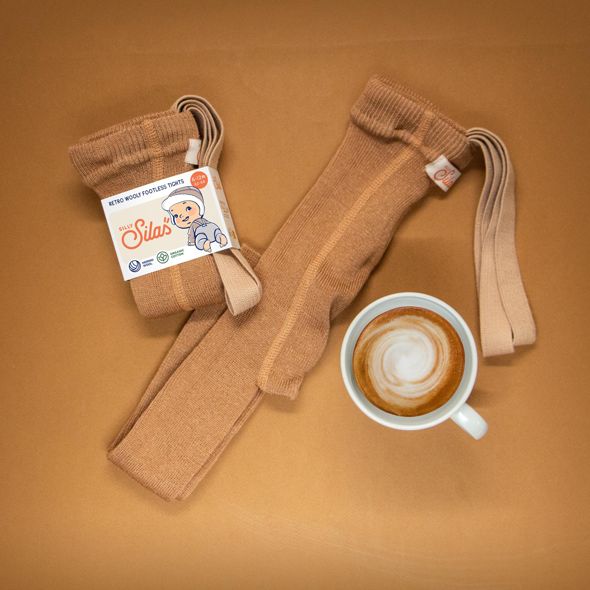 Wooly Strumpfhose mit Trägern ohne Fuß in Cappuccino