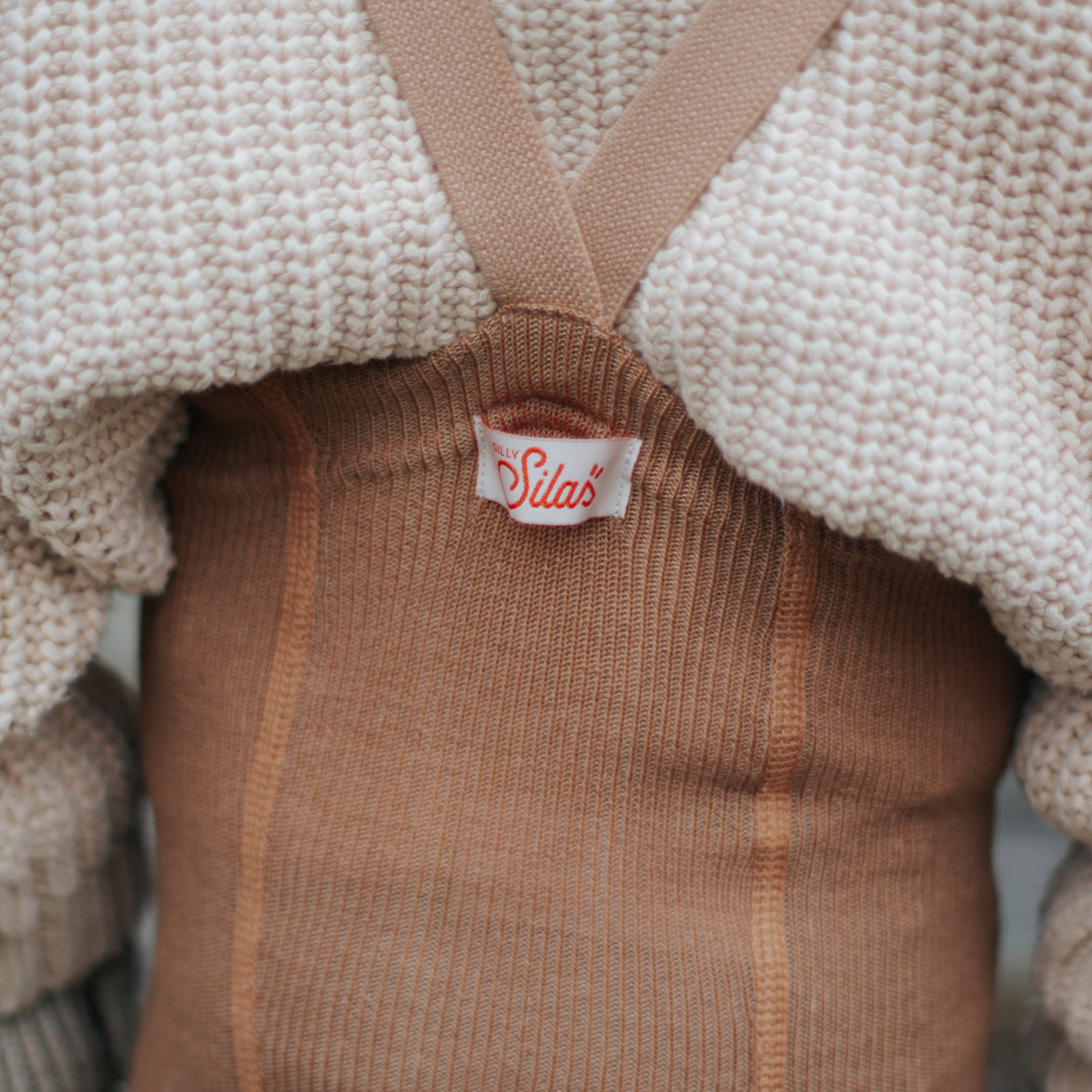 Wooly Strumpfhose mit Trägern ohne Fuß in Cappuccino