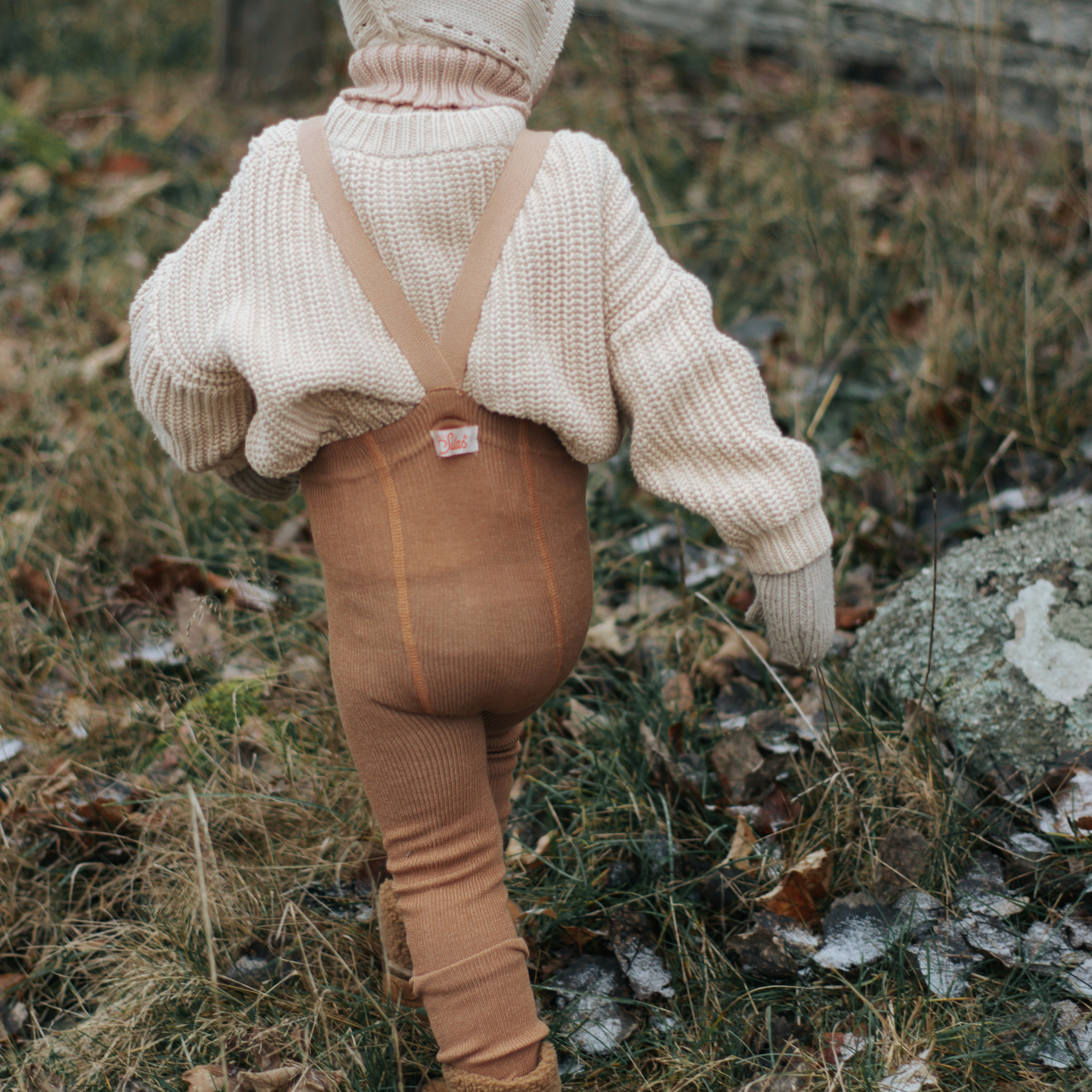 Wooly Strumpfhose mit Trägern ohne Fuß in Cappuccino